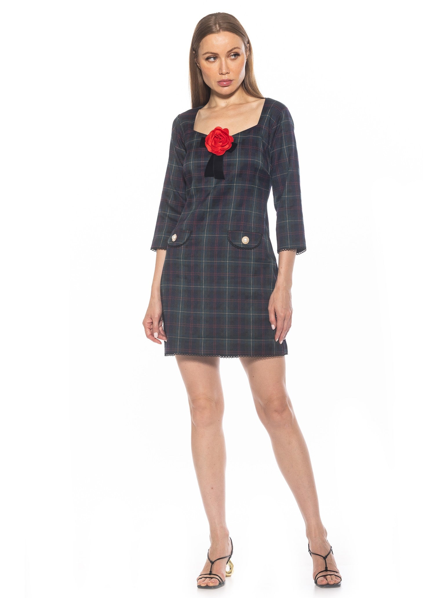 

Платье в клетку Delaney ALEXIA ADMOR, цвет green plaid