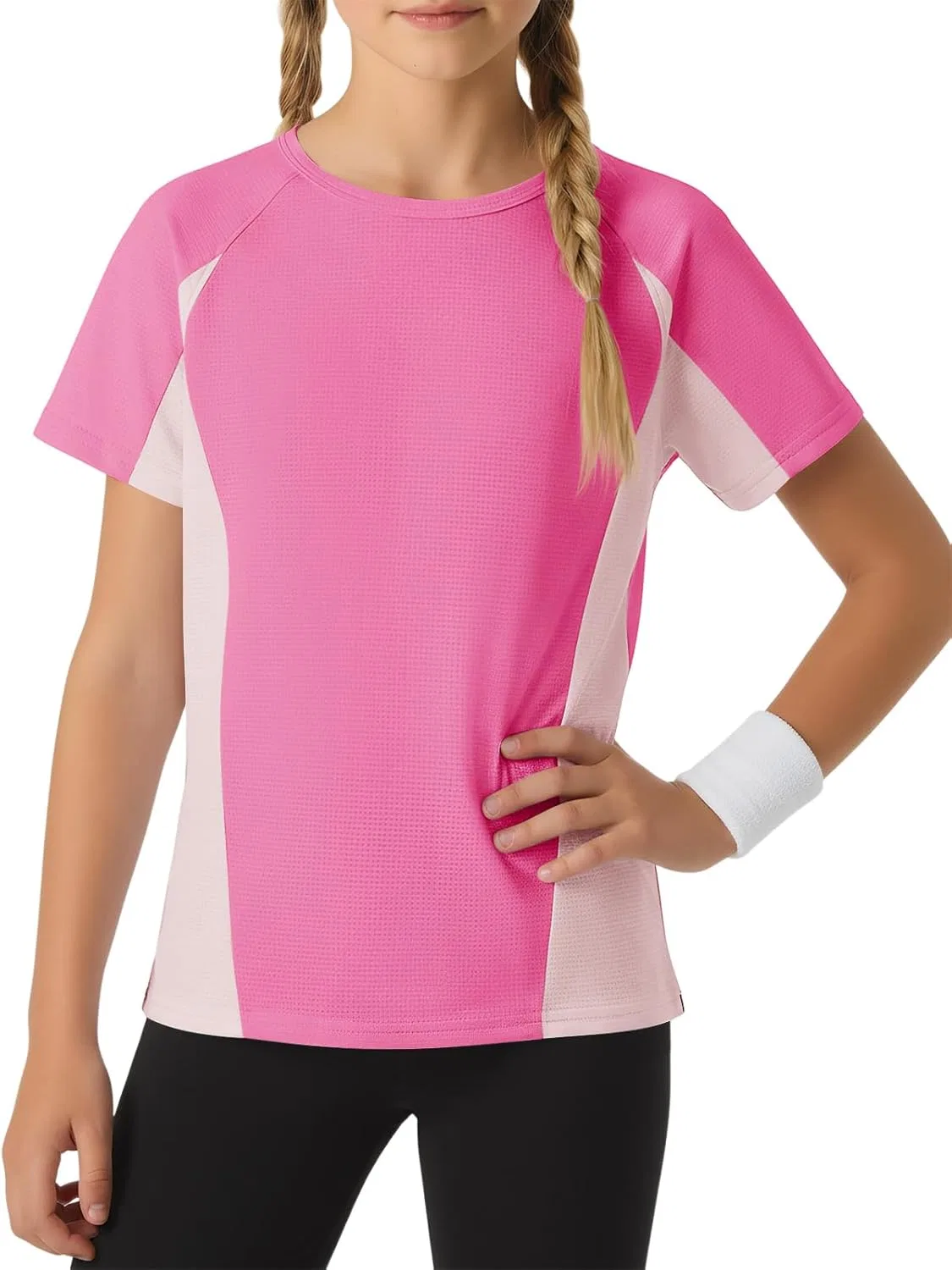 Детская футболка с цветовым блоком Haloumoning, Athletic Shirts, Rose Red