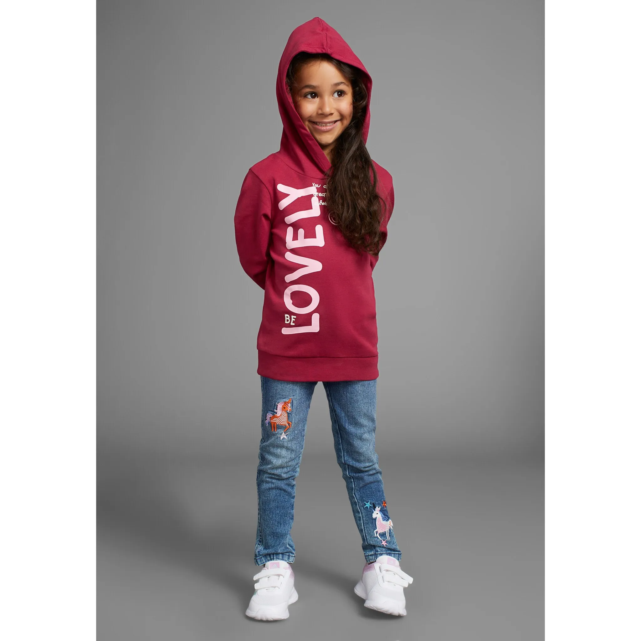 KIDSWORLD рубашка с длинными рукавами «LOVELY - Print», удлиненная форма, цвет beere — фото 4