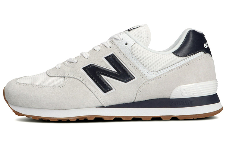 

New Balance 574 Белые с синим каучуковой подошвой