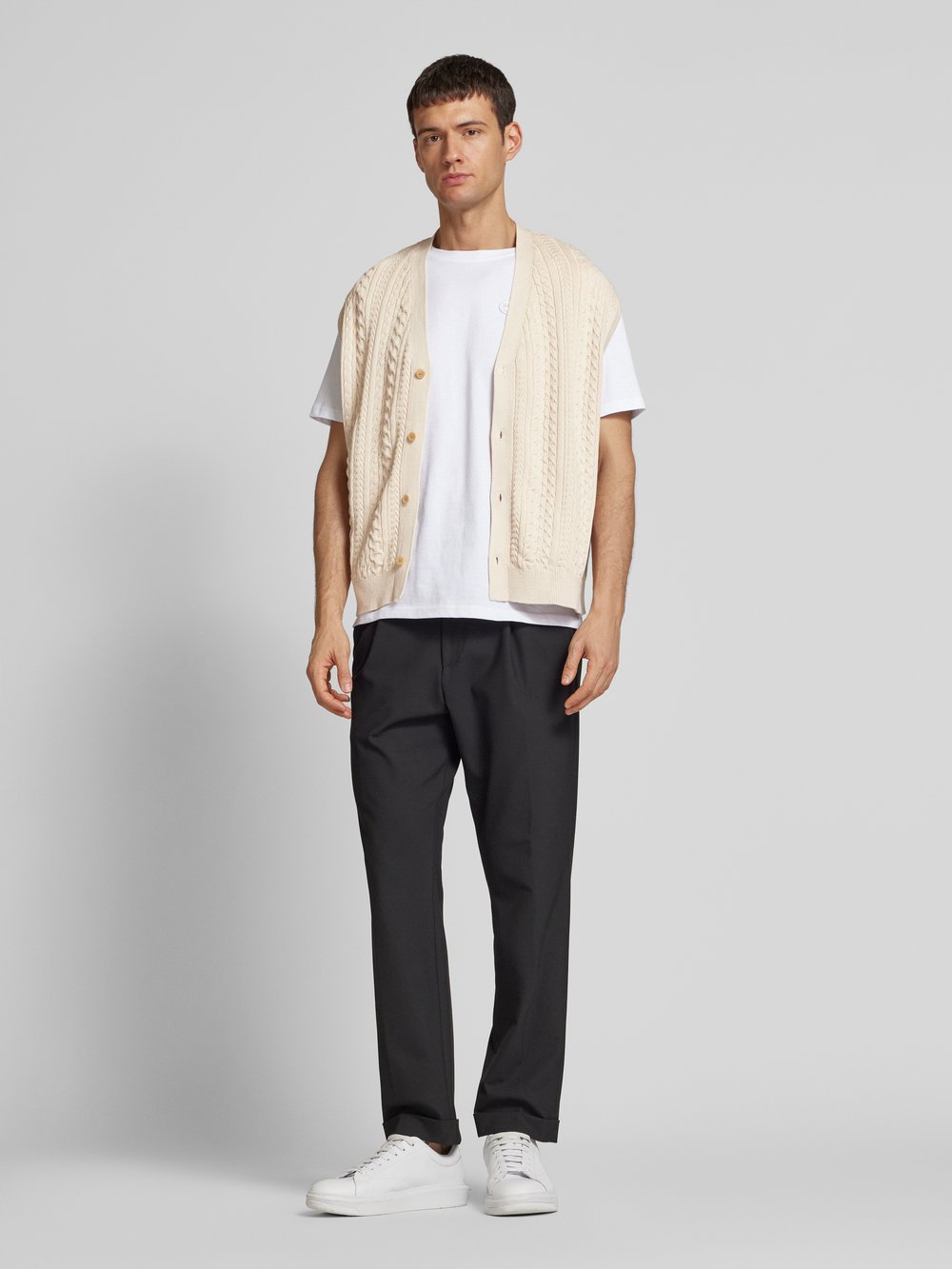 

Свитер косой вязки SELECTED HOMME, кремовый
