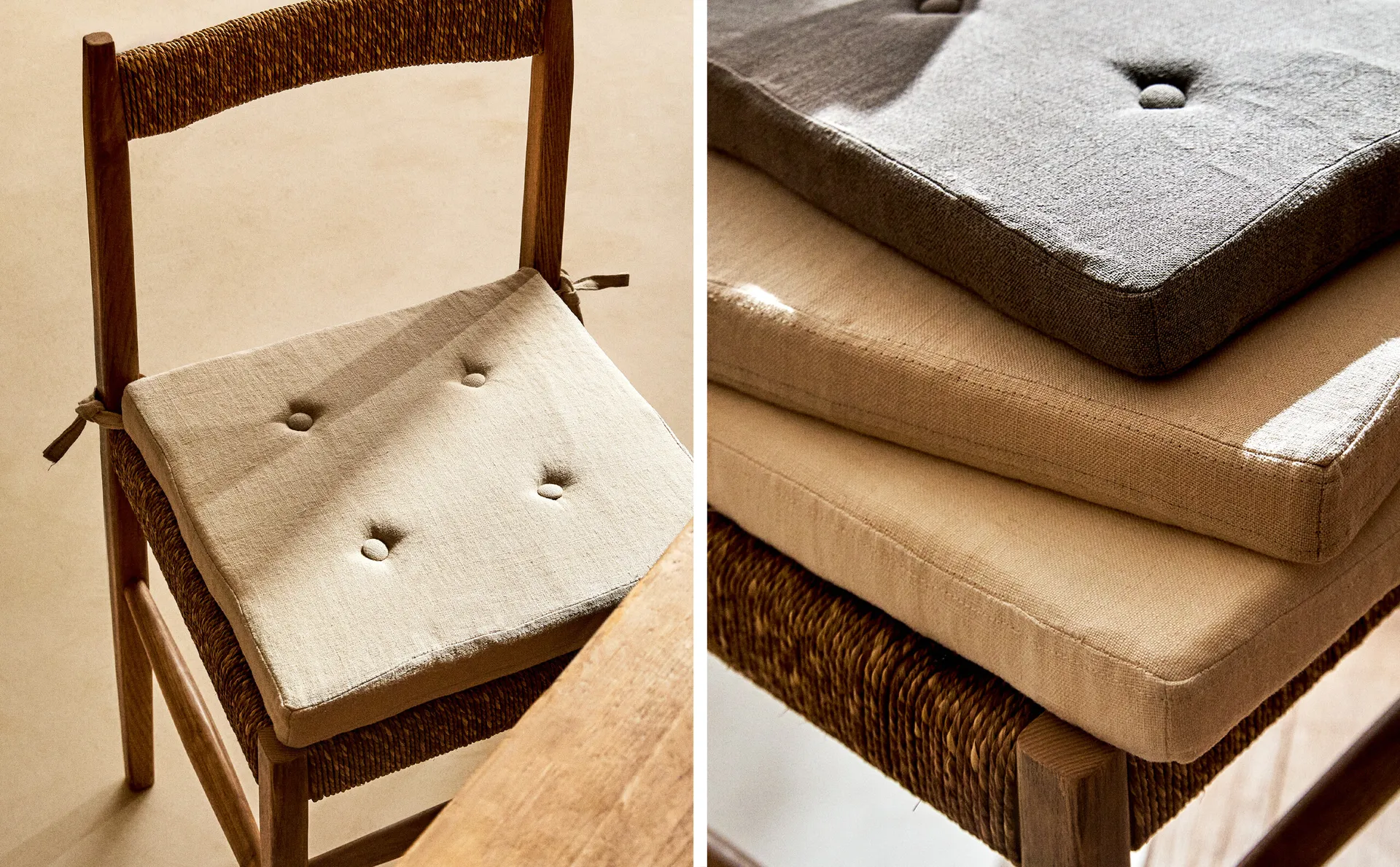 

Льняная подушка на сиденье Zara Home, светло-бежевый