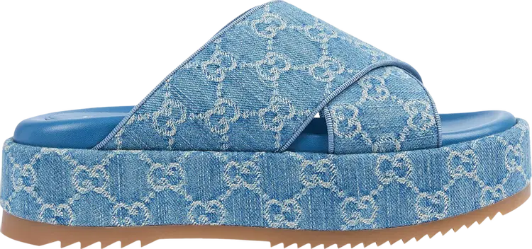 Кроссовки Gucci Wmns GG Platform Slide Sandal 'Light Blue Denim', синий