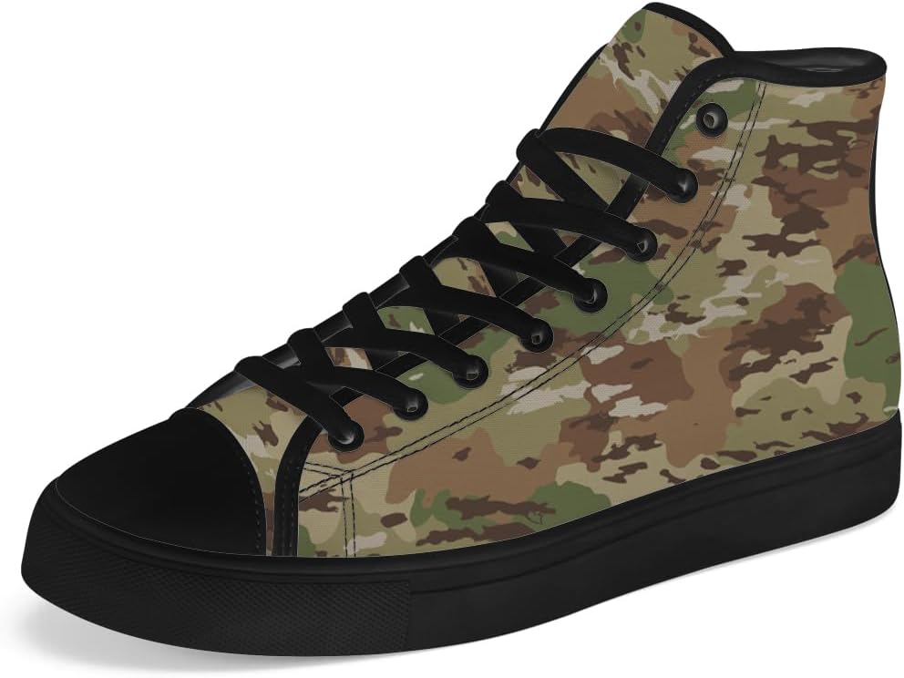 

Мужские и женские высокие кеды из холщовой ткани зеленого камуфляжа, высокие кроссовки с шнуровкой, повседневная обувь, подарок для мужчин и женщин Chebing
