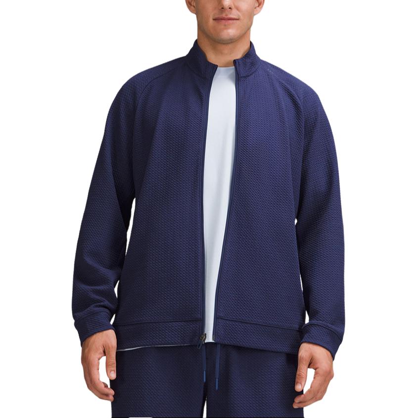 

Lululemon Текстурированная двунитка хлопковая куртка-молния мужская, Mixed Color Night Sea Blue/Black/EDT/BLK