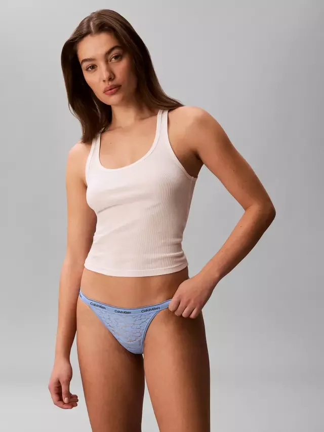 Кружевные трусики-бикини Icon Calvin Klein, Blue Descent — фото 2