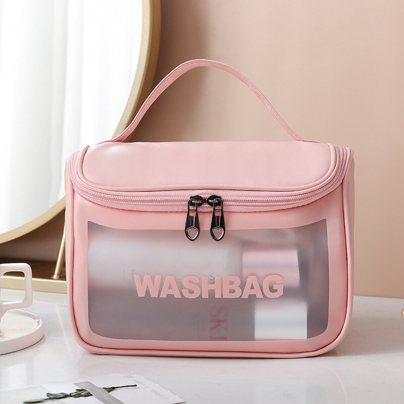 Прозрачная косметичка WASHBAG, розовая R2 R70 — фото 2