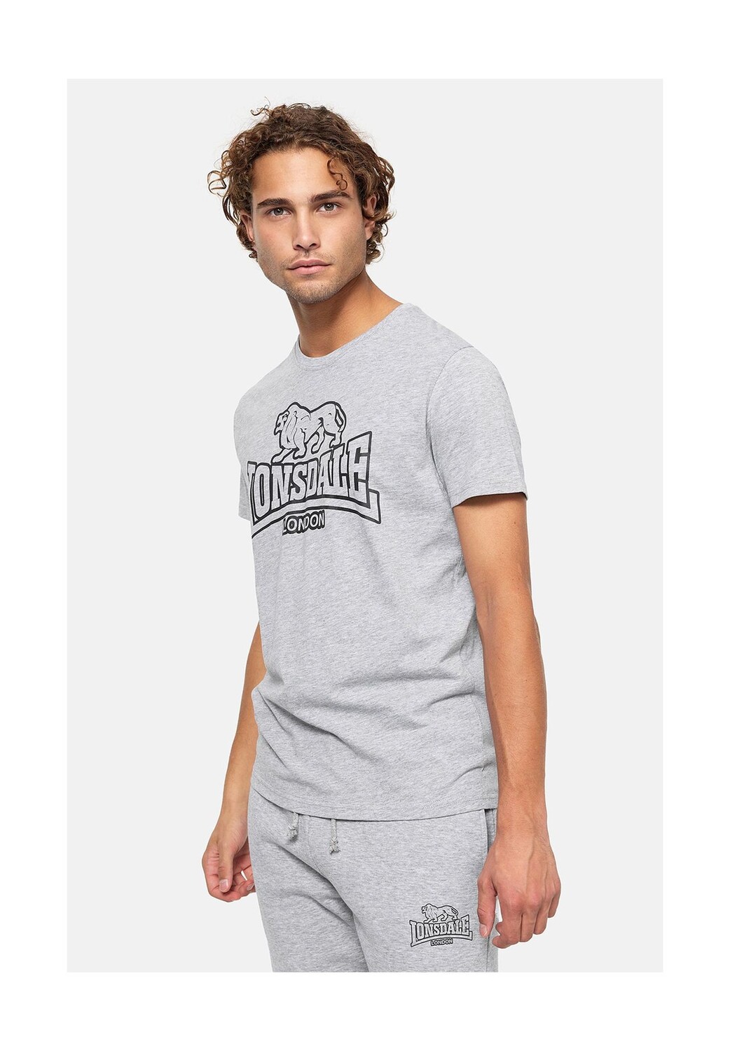 

Мужская футболка обычного кроя ALLANFEARN LONSDALE, цвет Marl Grey/black