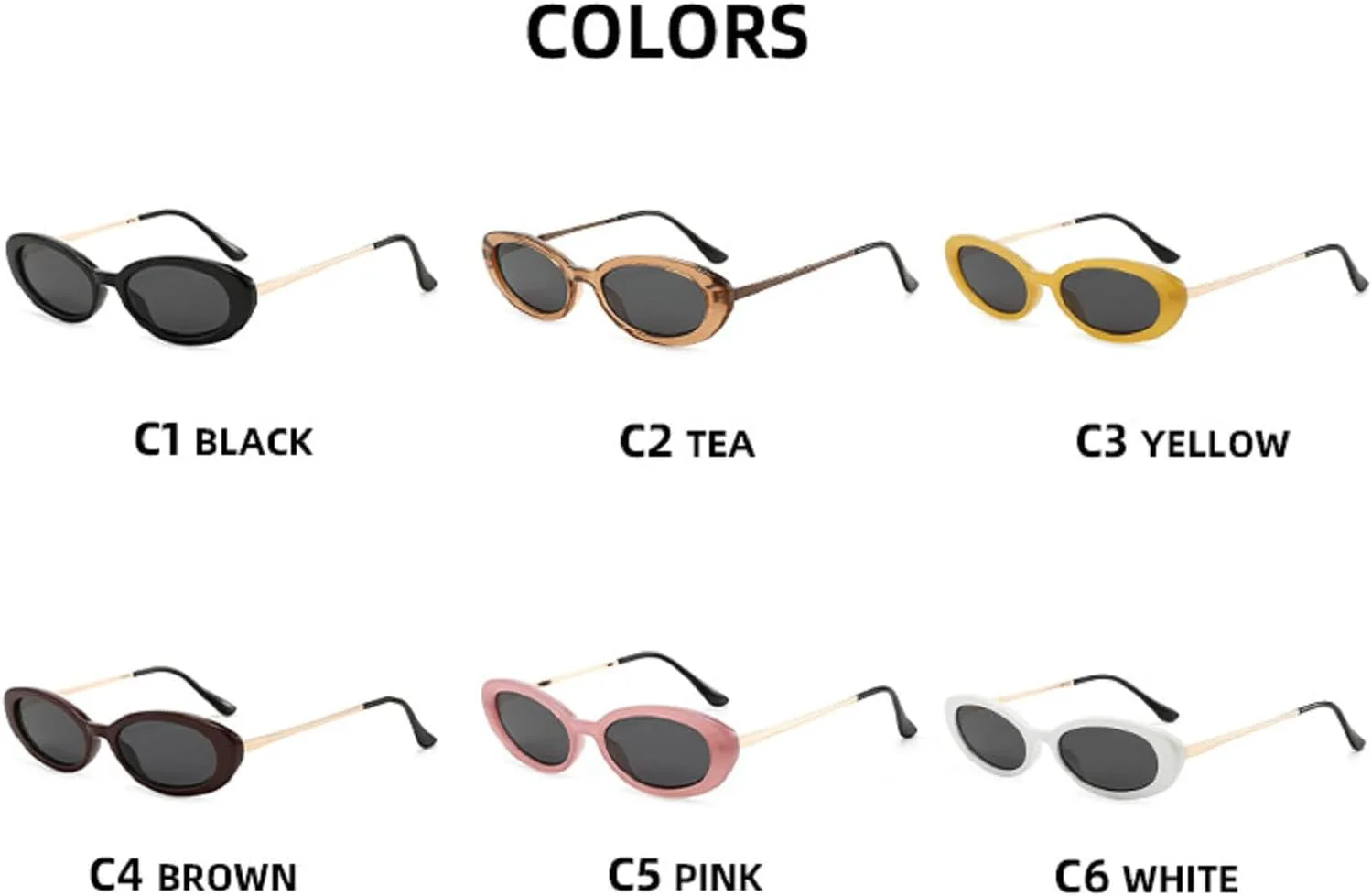 

Ретро-солнцезащитные очки маленького овального размера для женщин и мужчин, модные черные солнцезащитные очки в узкой металлической оправе, 2025 год mincl, Black