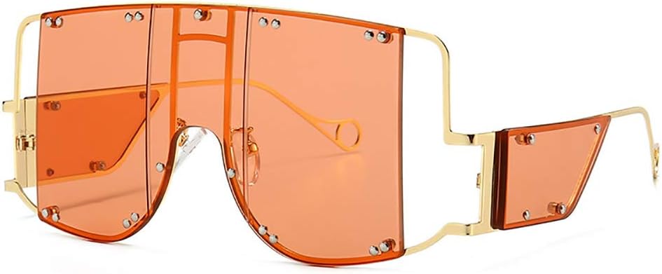 

COTIA/Fashion Квадратные солнцезащитные очки для женщин, новые, с большими зеркальными линзами, мужские солнцезащитные очки класса люкс, с металлическими заклепками, модные женские очки, Gold Pink