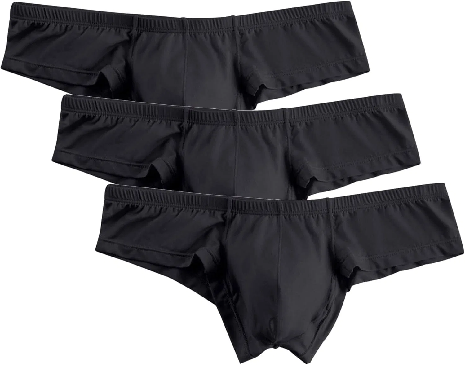 Трусы боксеры мужские, дышащие, с заниженной талией, Black 3pc