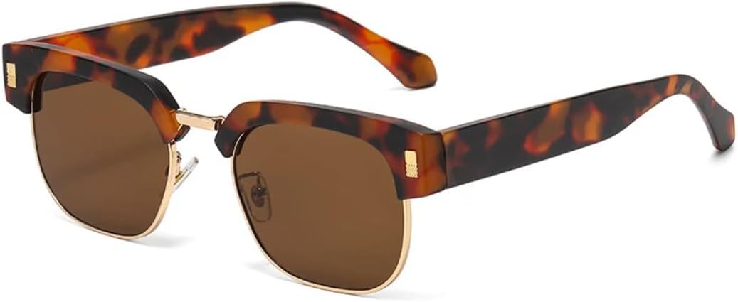 

Полуметаллические солнцезащитные очки для женщин, защита от УФ-излучения UV400, модный леопардовый принт, зеленые солнцезащитные очки для мужчин в стиле панк UUPTTPL, Leopard Tea