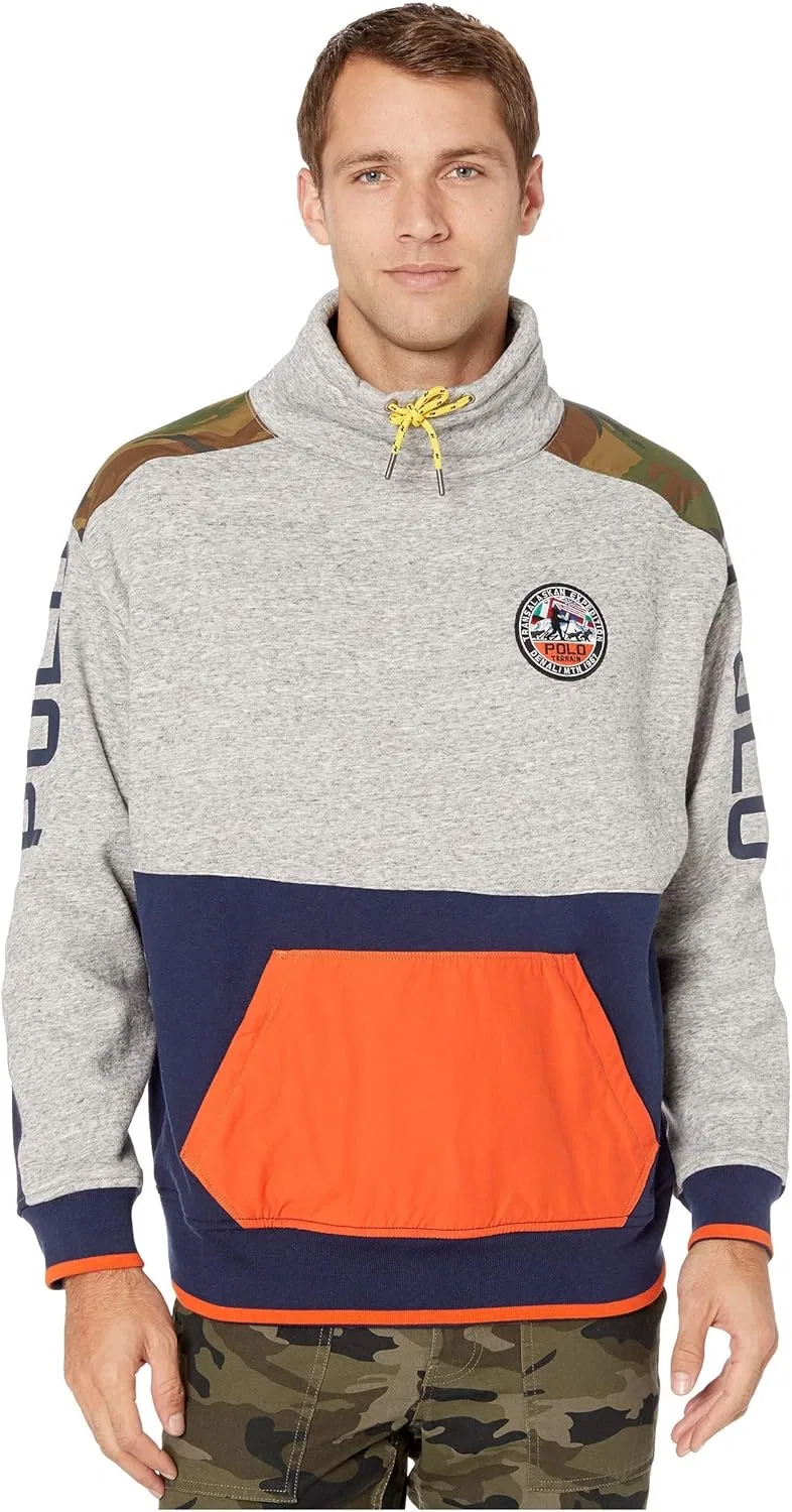 Мужская толстовка с длинными рукавами Ralph Lauren Sportsman, серая, с разноцветным рисунком