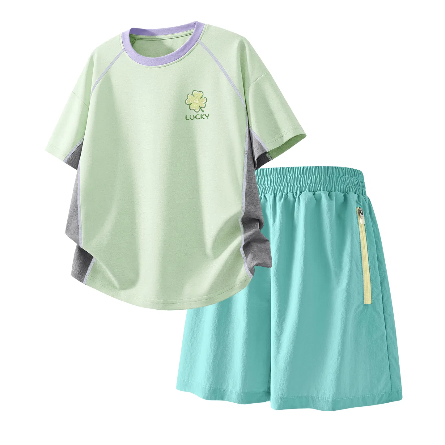 Детский спортивный костюм Casual Sportswear 2 Piece Set Disney, Di Bubble Green+Solid Color Taro Paste Purple — фото 3