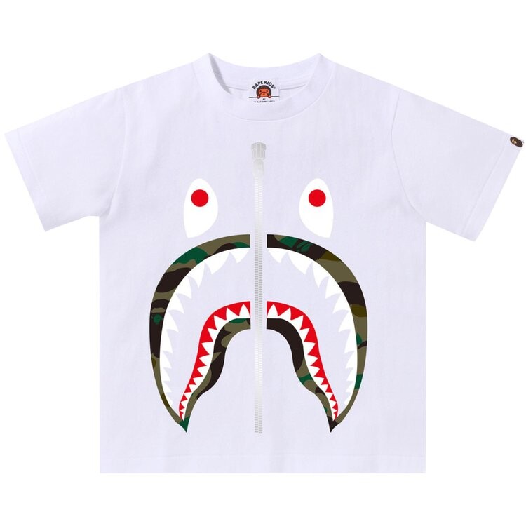 

Футболка BAPE Kids 1st Camo Shark Tee, цвет White/Green