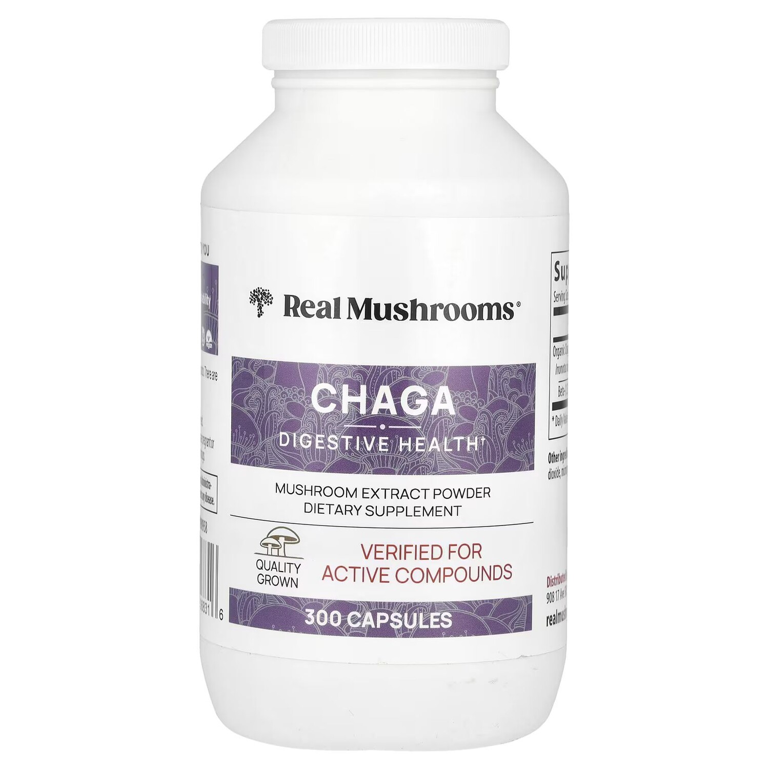 

Чага, порошок грибного экстракта, 300 капсул Real Mushrooms
