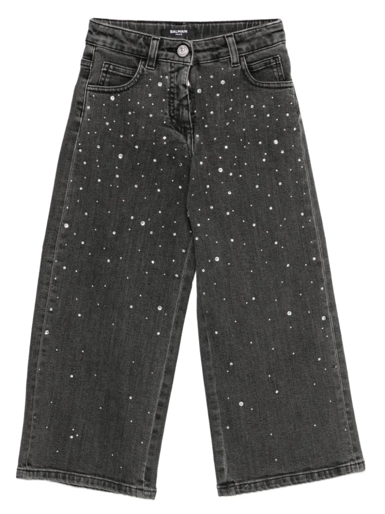 

Джинсы Balmain Kids, украшенные кристаллами, серый