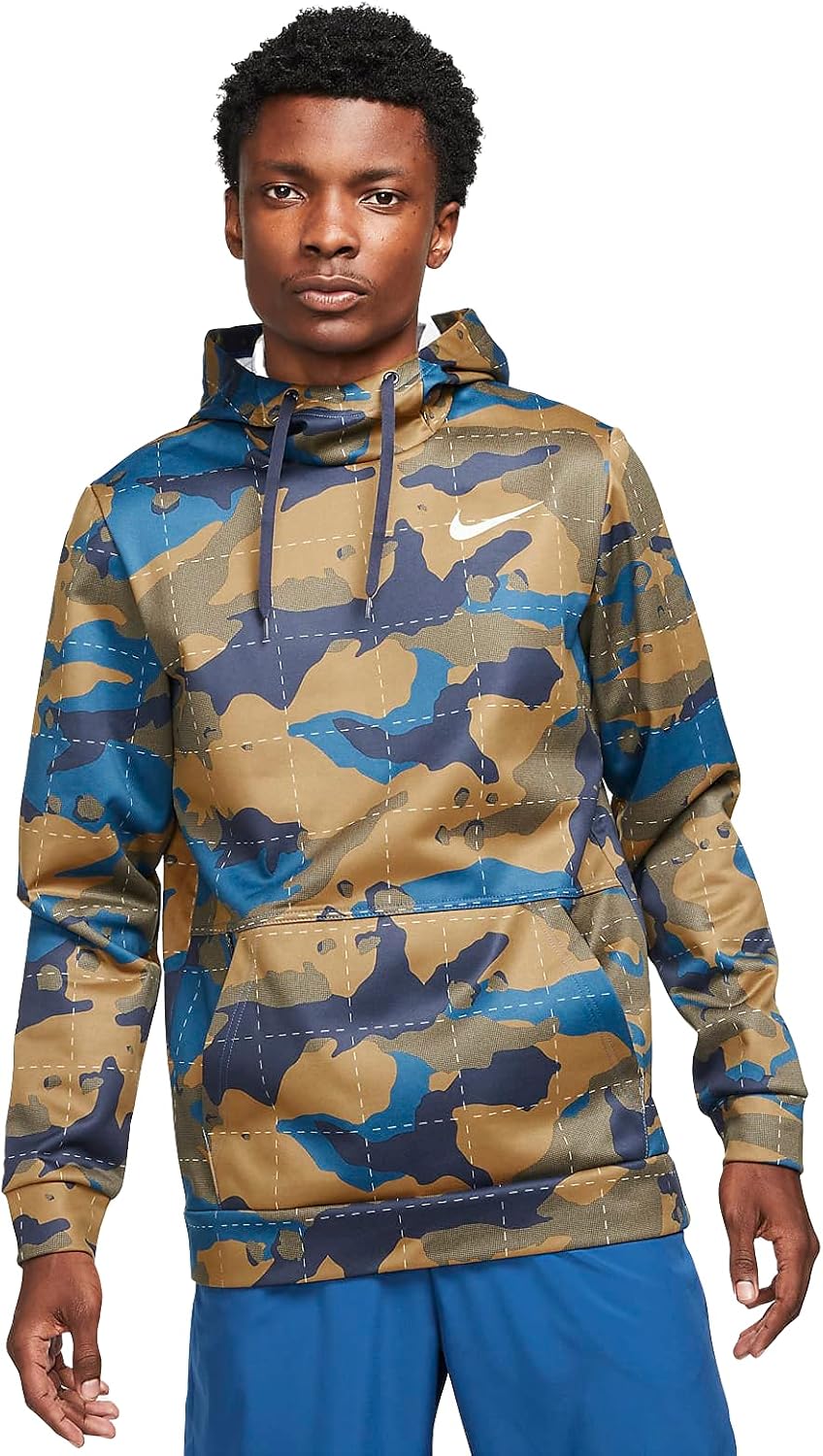 Мужская толстовка с капюшоном Nike Therma Fit, Court Blue Camo