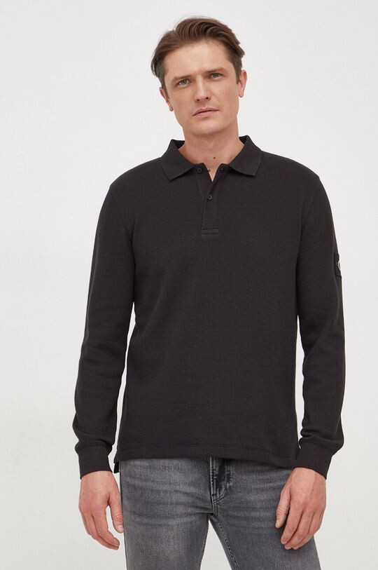 

Хлопковый топ с длинными рукавами Calvin Klein Jeans, черный