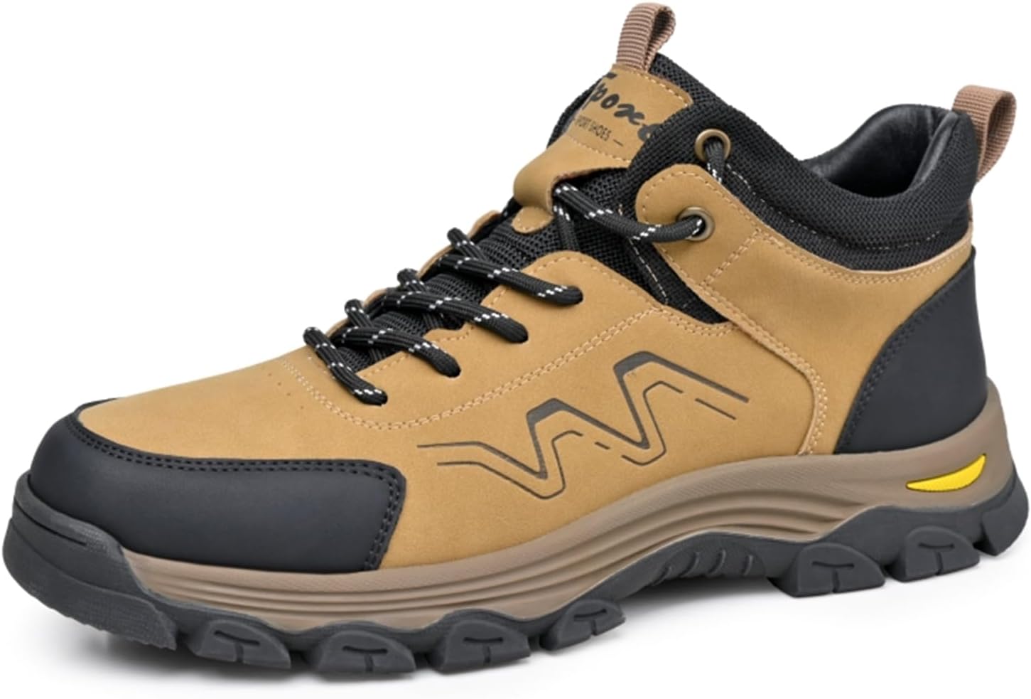 

Мужские ретро водонепроницаемые кожаные ботинки HOUDBDOL с шнуровкой, средней посадки на платформе, для походов, дышащие, с противоскользящей подошвой, поддержкой свода стопы, легкие, для активного отдыха, треккинга, кемпинга и рыбалки, желтый