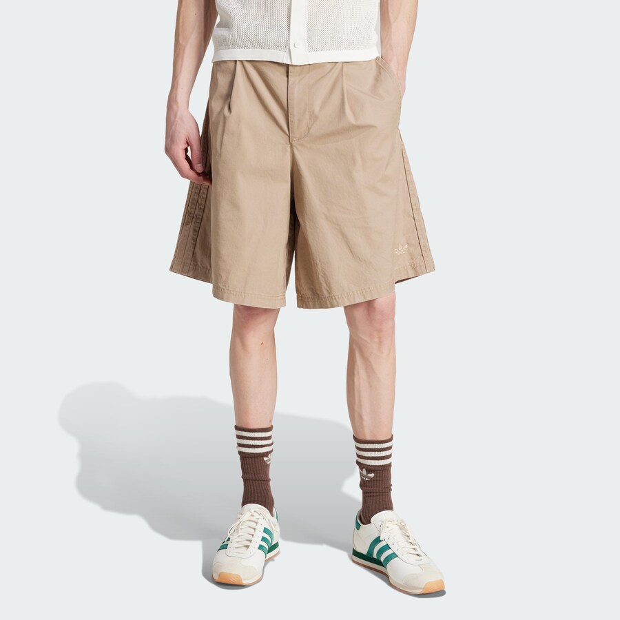 Широкие брюки со складками спереди ADIDAS ORIGINALS adidas Originals Wide Leg Bermuda, Beige — фото 2