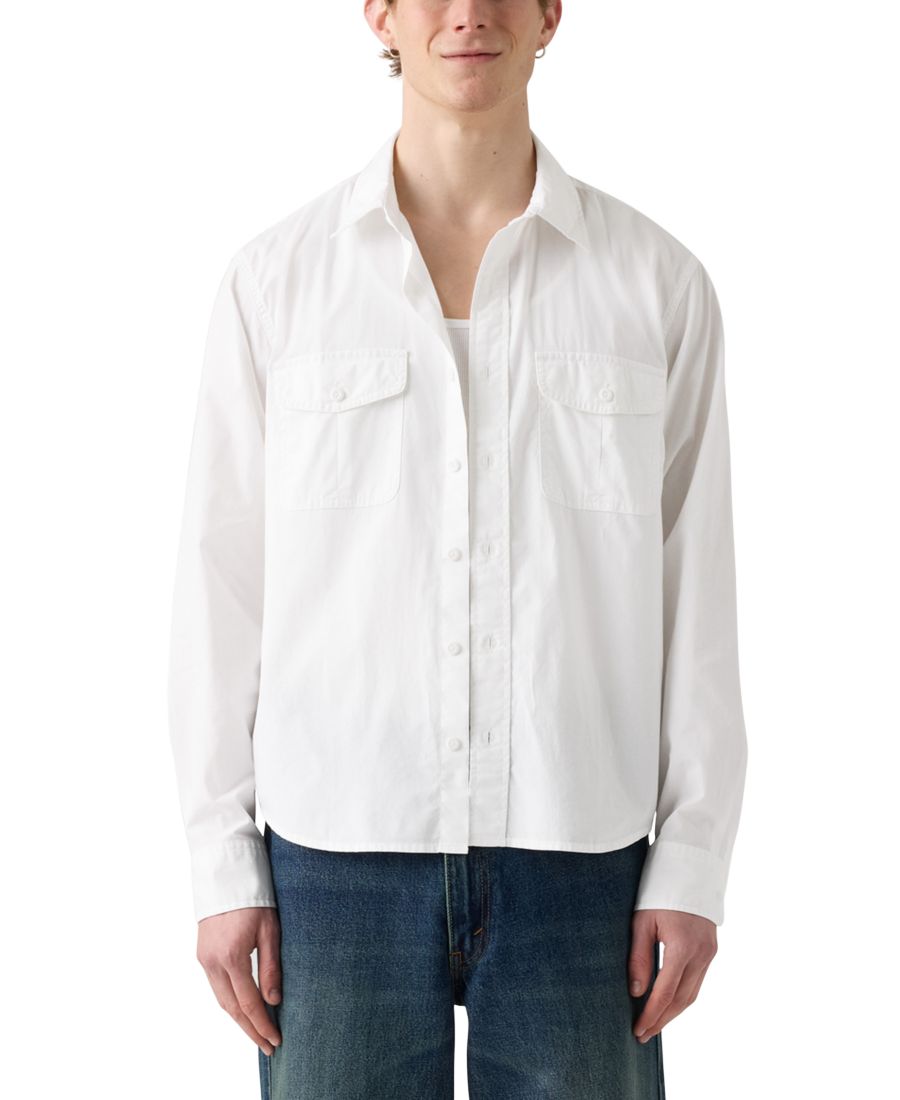 

Мужская рубашка Morro свободного кроя, укороченная, с длинными рукавами, в полоску, на пуговицах спереди Levi's, White