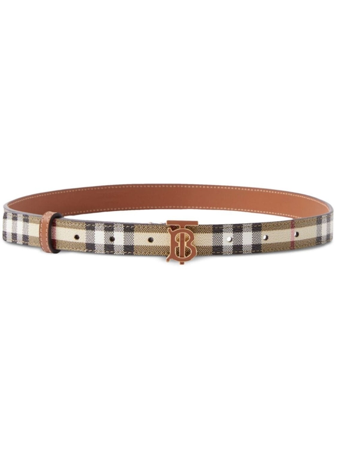 

Burberry клетчатый ремень с монограммой TB, нейтральный цвет