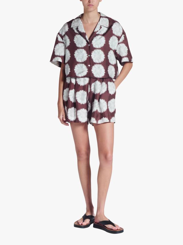 

Шелковая рубашка Lincoln с коротким рукавом и принтом подсолнухов ASCENO, Brown/White