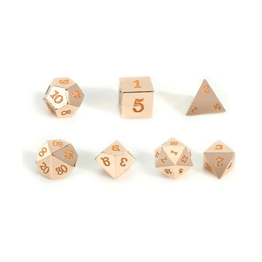 

Металл розового золота с оранжевым цветом — футляр с черепом (7), Dice - Metal 7 Piece Poly Sets (Easy Roller Dice)