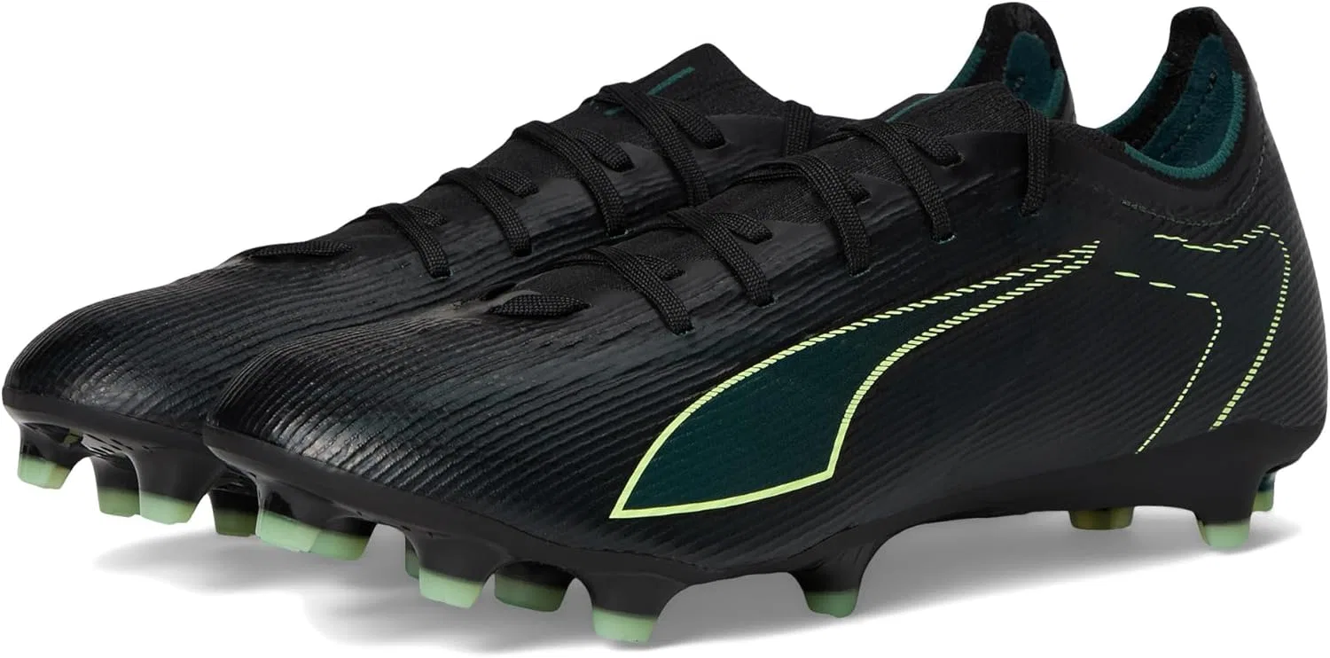 Мужские футбольные бутсы PUMA Ultra Match для твердого искусственного покрытия, Black Fizzy Light Green Terrain Ah25
