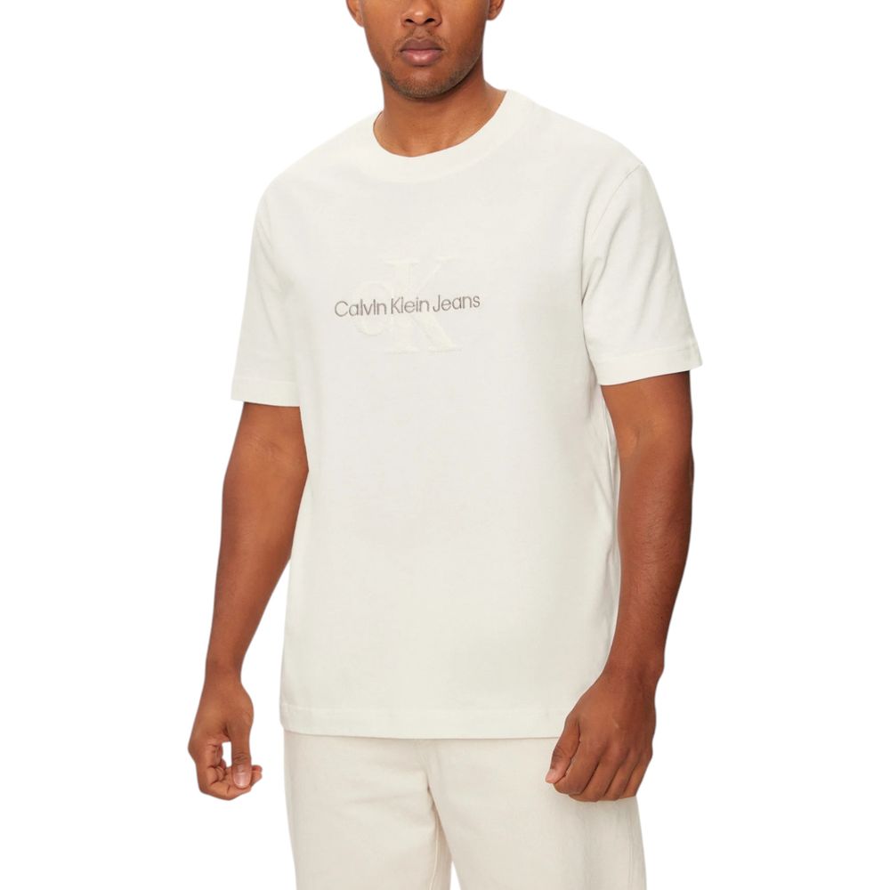 

Бежевая хлопковая футболка Calvin Klein Jeans
