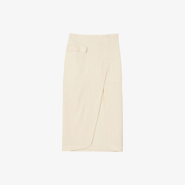 

Юбка Sandro с разрезом и боковой пуговицей, белый