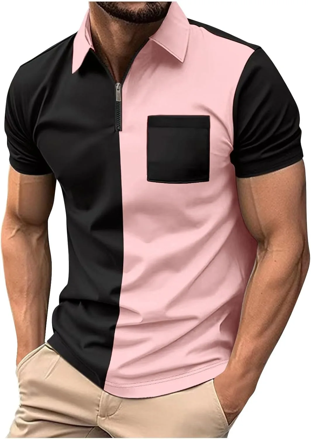 

Мужская поло с цветными блоками и карманом, короткий рукав Sdeycui