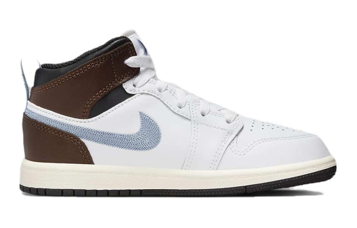 Баскетбольные кроссовки Air 1 Kids для начальной школы Jordan, белый/коричневый — фото 2