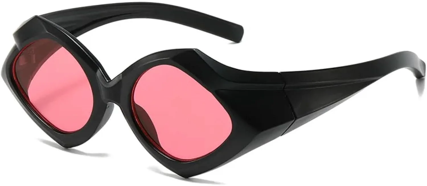 

Солнцезащитные очки в стиле стимпанк для женщин и мужчин, ретро, ​​уникальные, в стиле панк, трендовые, с защитой от УФ-излучения UV400 TVTBBVV, Black-pink