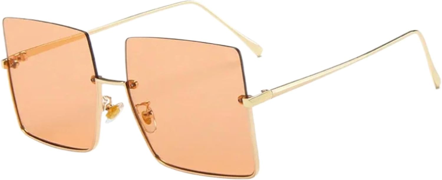 

Солнцезащитные очки с защитой от УФ-излучения UV400 | Крупная металлическая оправа | Для женщин и мужчин | Для занятий спортом на открытом воздухе и вождения DSVIGF, Gold Orange