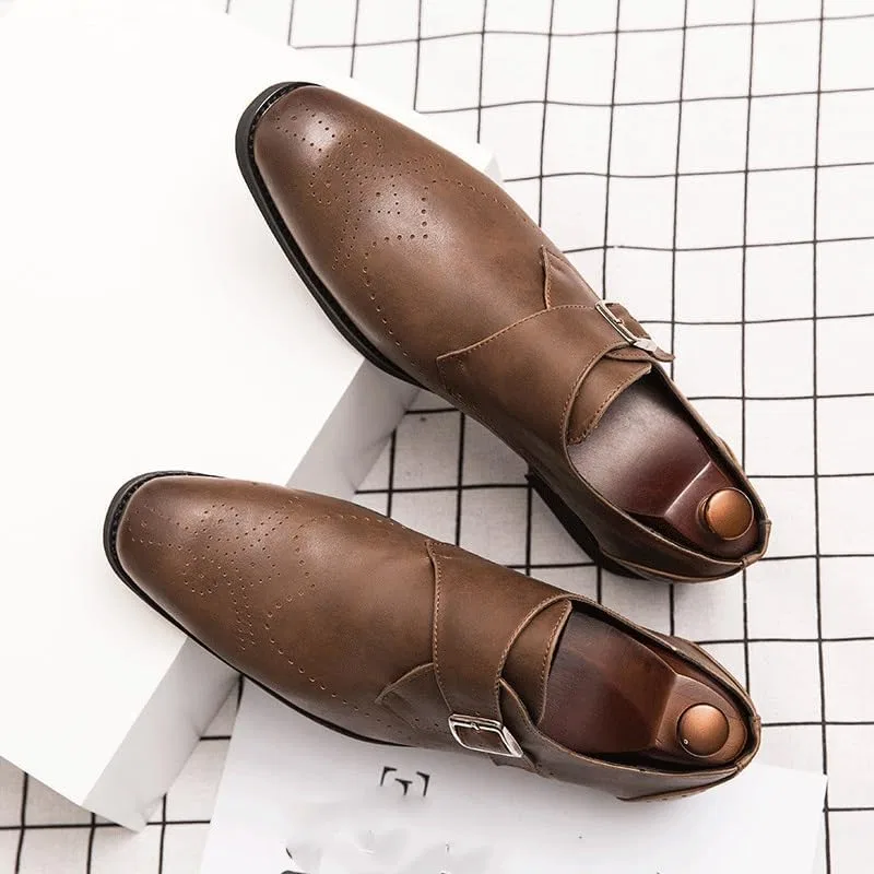 Лоферы кожаные, Mens Dress Formal Shoes, Brown UOPYNE — фото 4