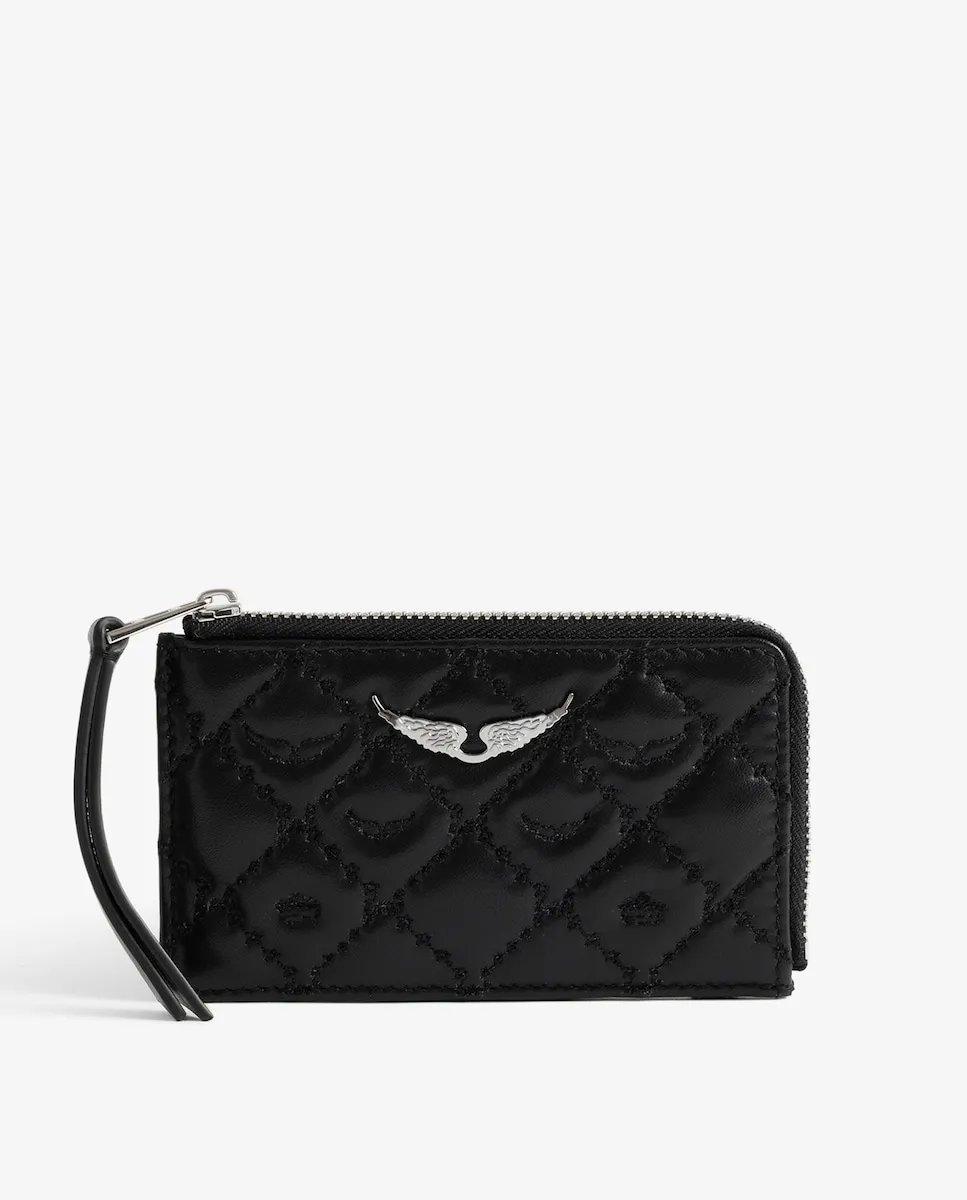 

Женский мягкий кожаный кард-холдер ZV Card с монограммой Zadig & Voltaire, черный