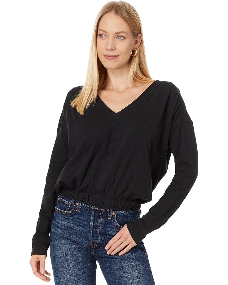 

Футболка Lilla P Elastic Hem Easy V-Neck, черный