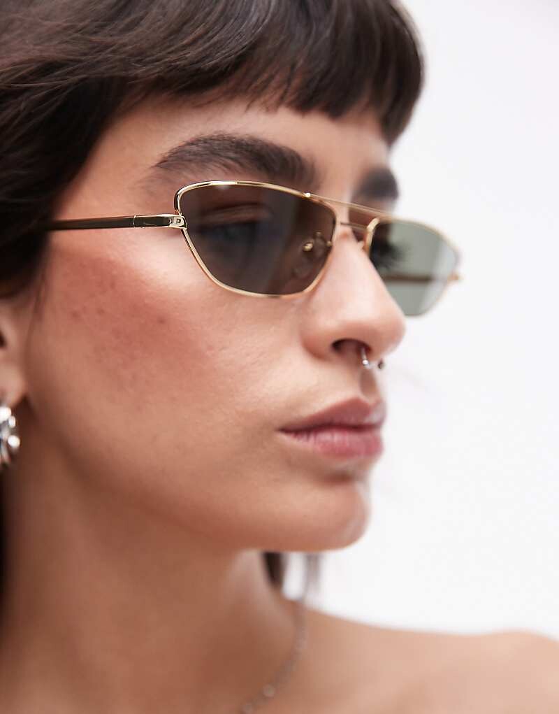 

Topshop – Rowan – Солнцезащитные очки «кошачий глаз» в золотистом металлическом корпусе