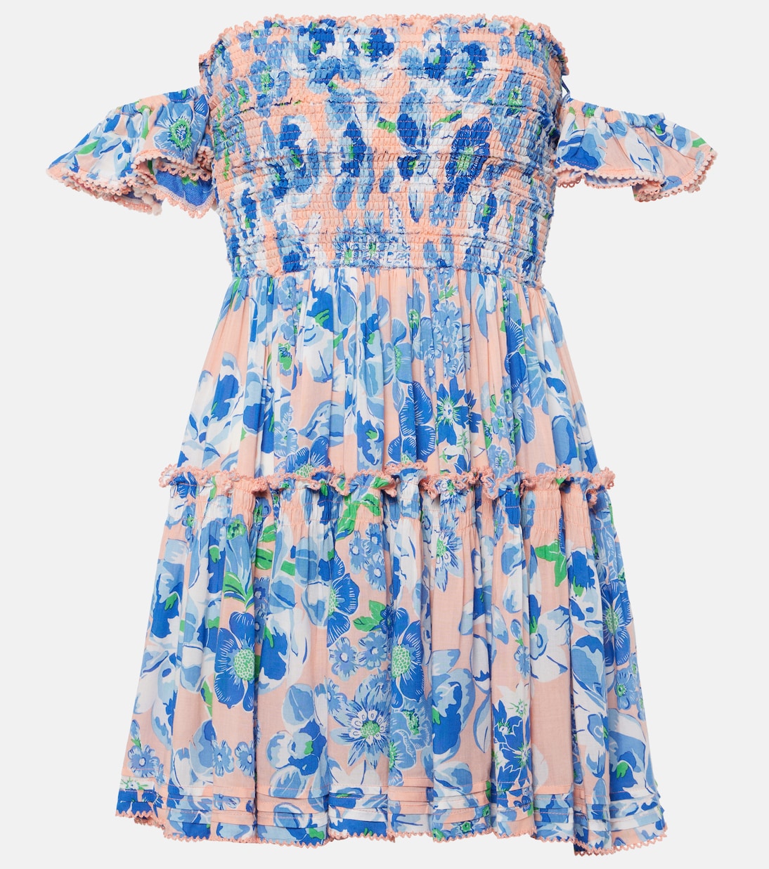 

Мини-платье с цветочным принтом Aurora Poupette St Barth, Blue Macro Cattleya