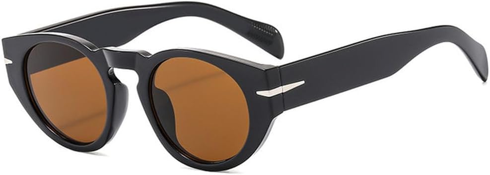 

Модные круглые солнцезащитные очки для женщин, классические винтажные солнцезащитные очки для мужчин, очки в стиле стимпанк, защита от УФ-излучения UV400, овальные женские TVTBBVV, Black Tea