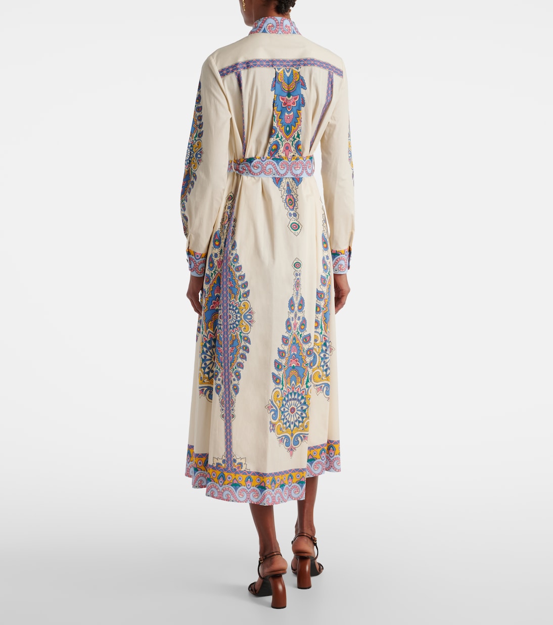 Платье-рубашка из хлопковой смеси с принтом Etro, Print On White Base — фото 3
