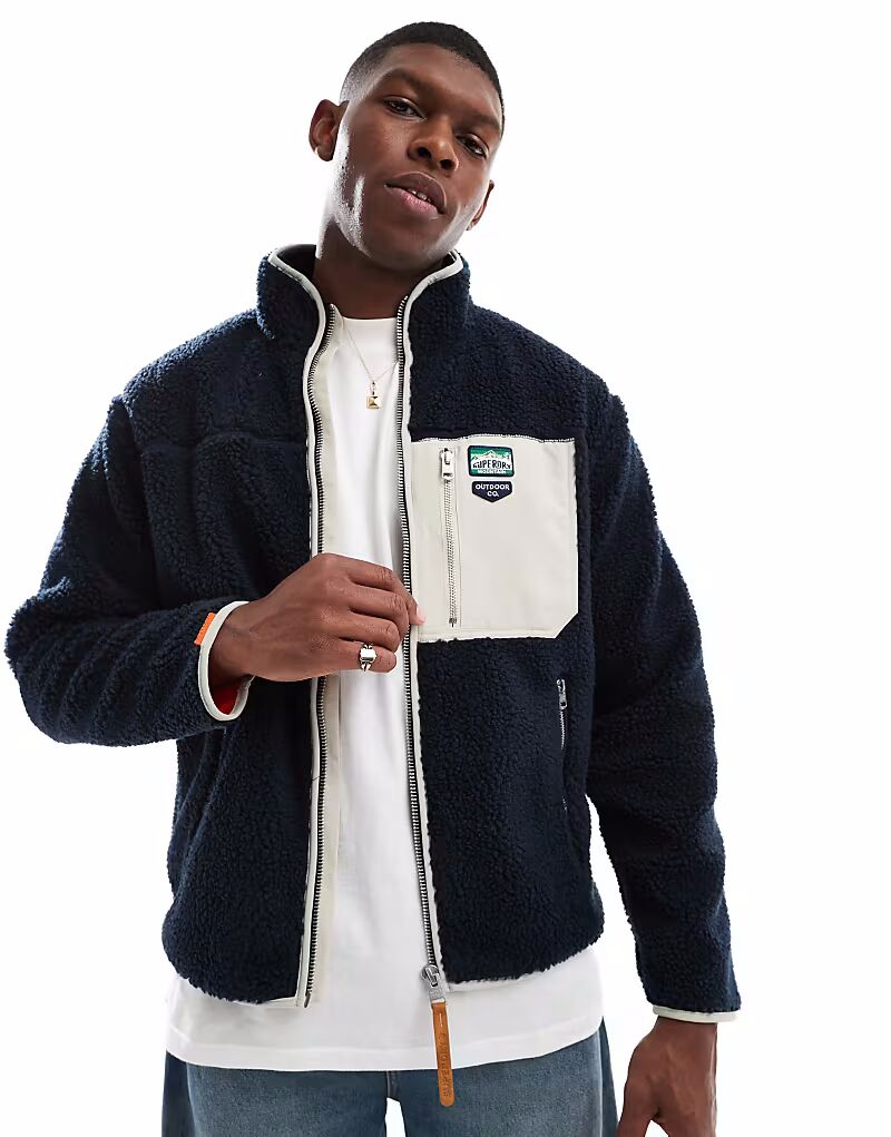

Флисовая кофта Superdry Vintage Retro с застежкой-молнией в цвете Eclipse Navy
