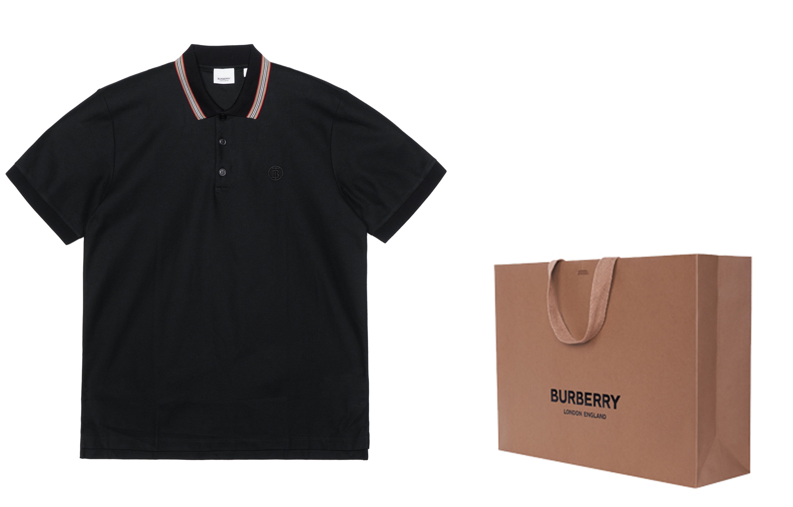 

Футболка-поло в полоску из хлопка Burberry, черный цвет + эксклюзивная упаковка