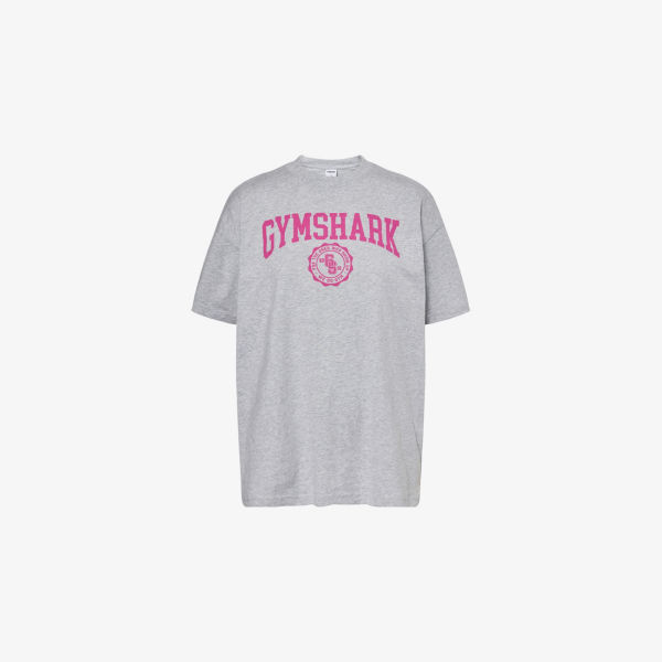

Колледж графический оверсайз футболка из хлопкового джерси Gymshark, серый