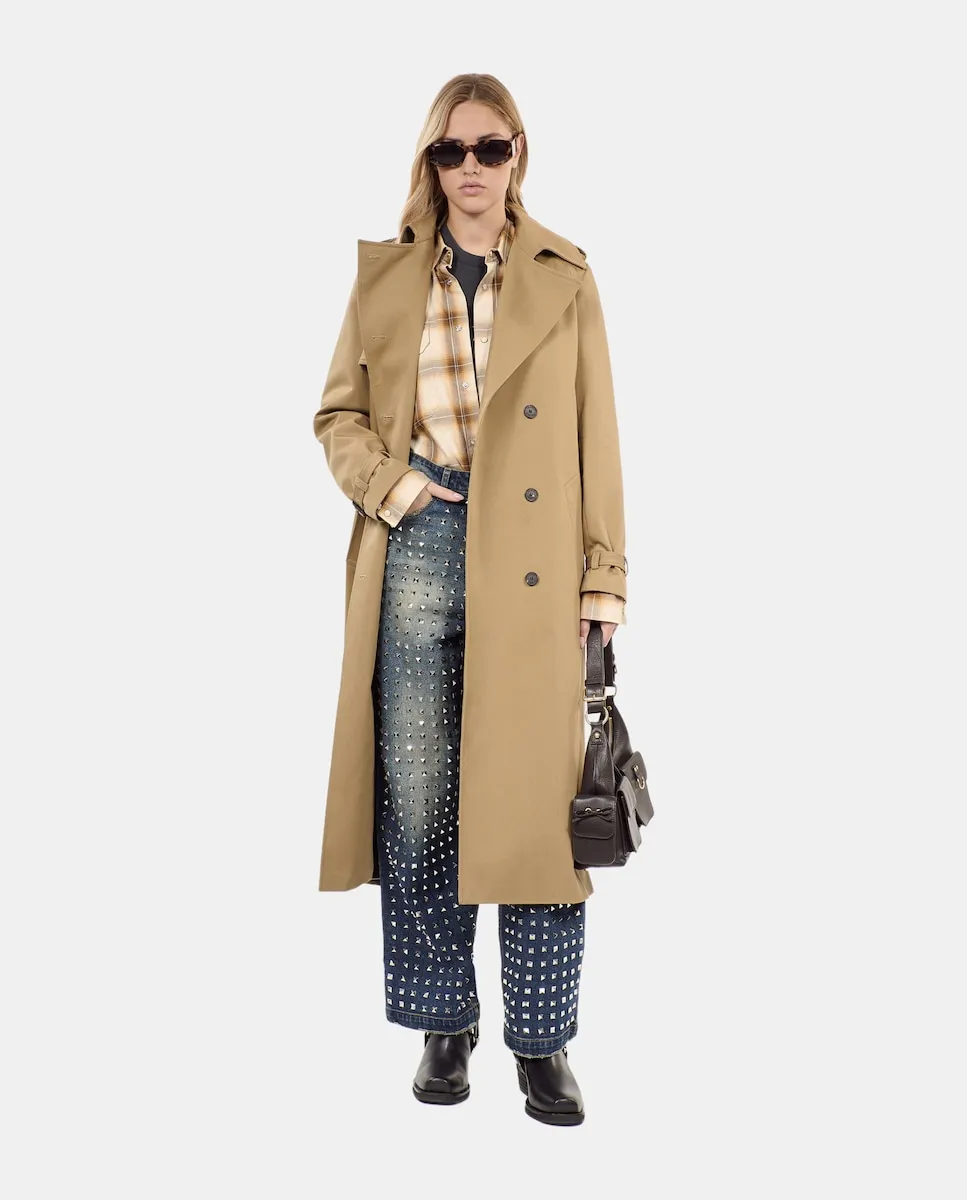 

Длинный женский двубортный тренчкот The Kooples, бежевый