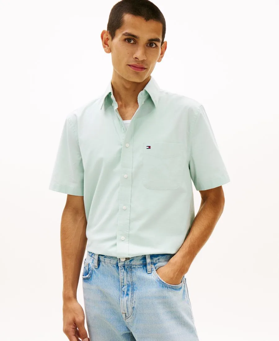 Мужская рубашка Оксфорд с коротким рукавом Tommy Hilfiger, Crushed Mint