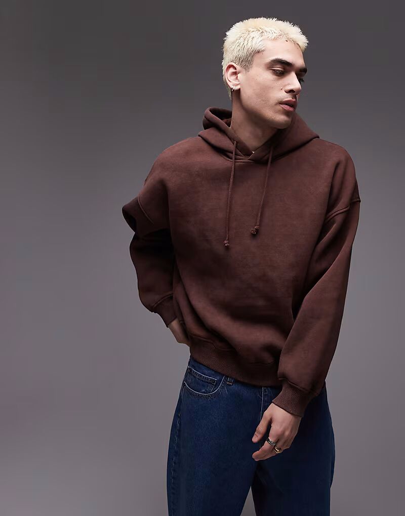 

Толстовка Topman свободного кроя с капюшоном коричневого цвета