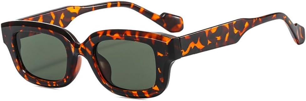 

Модные квадратные солнцезащитные очки 2027 года для женщин и мужчин, ретро-очки в маленькой оправе, трендовые очки с защитой от УФ-излучения UV400 MTZJH, Leopard Green